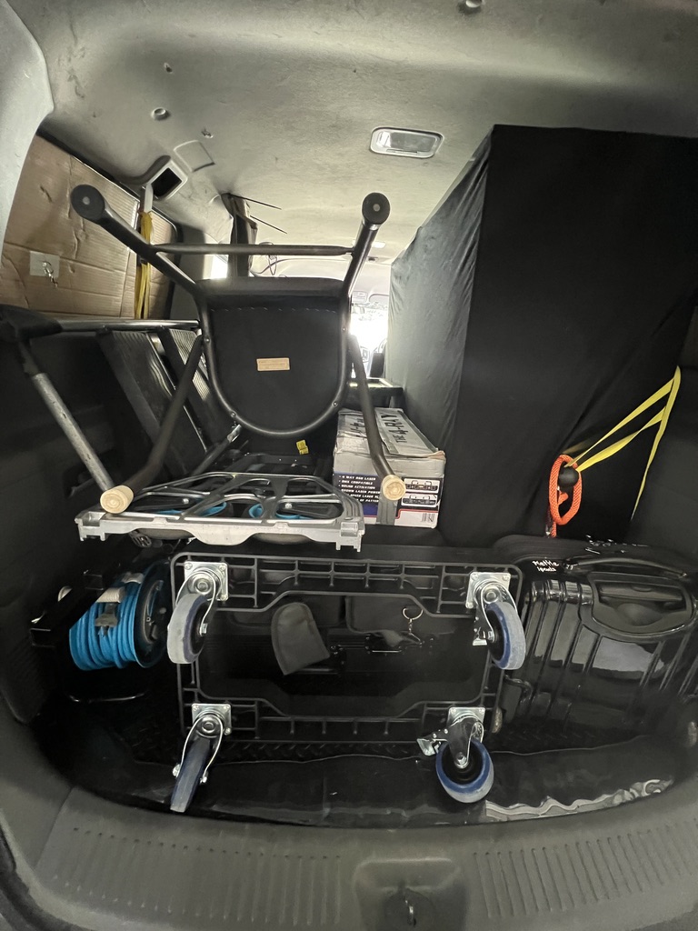 AMPT equipment packed securely for transport to the party
