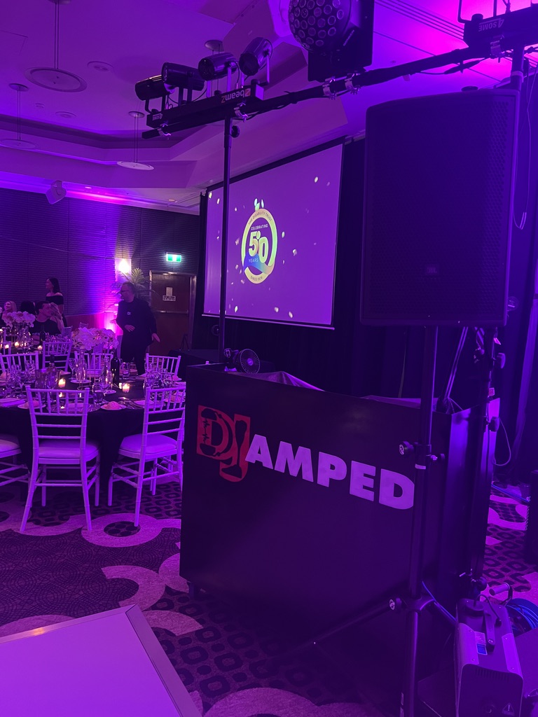 AMPT DJ booth and lighting at The Disability Trust corporate event