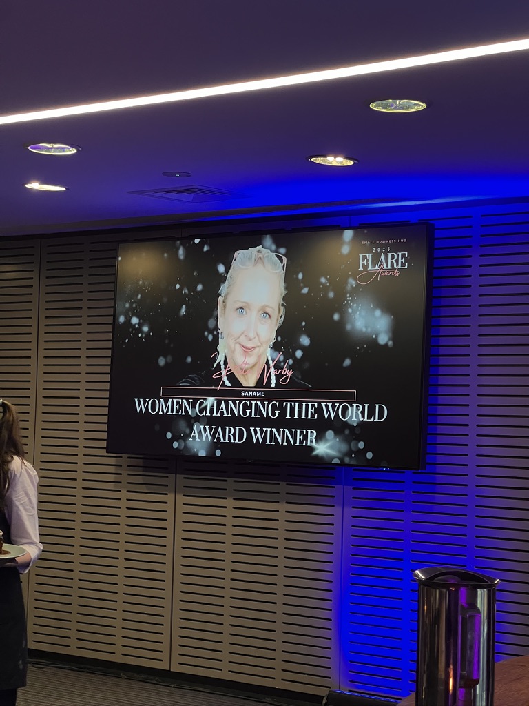 Screen recognising a Women Changing the World award winner