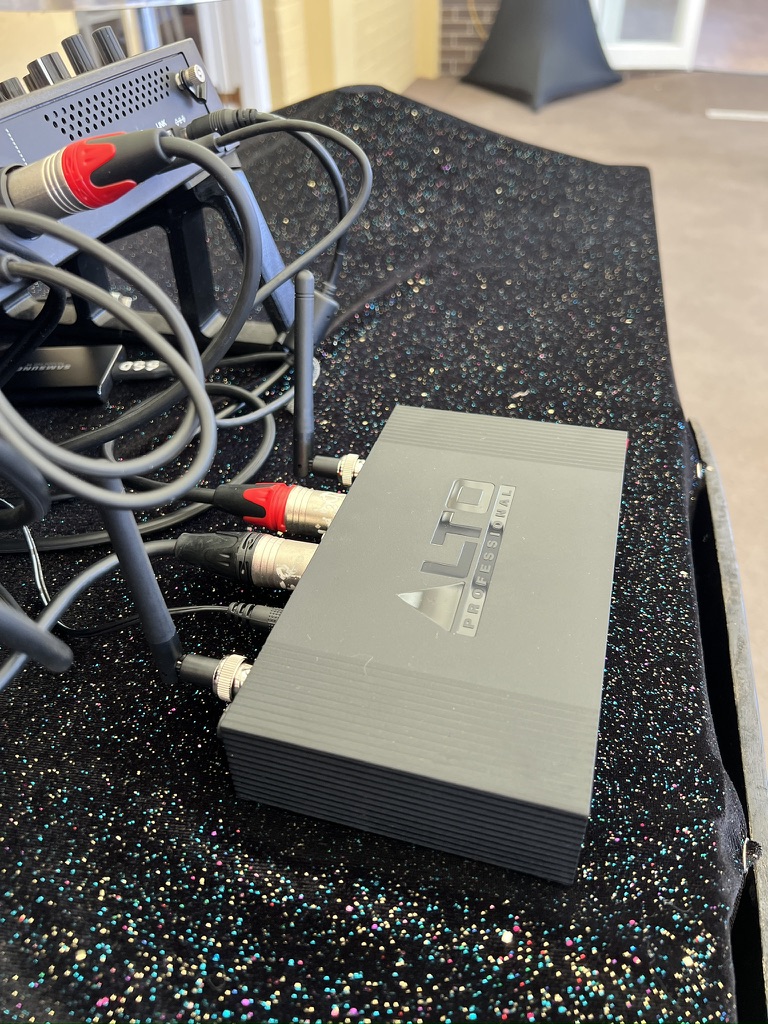 Audio interface connected at the DJ booth