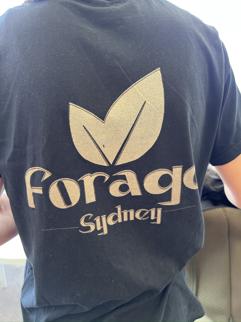 Forage Sydney logo on a catering team shirt