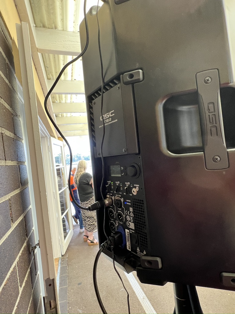 Rear controls and connections of the professional speaker
