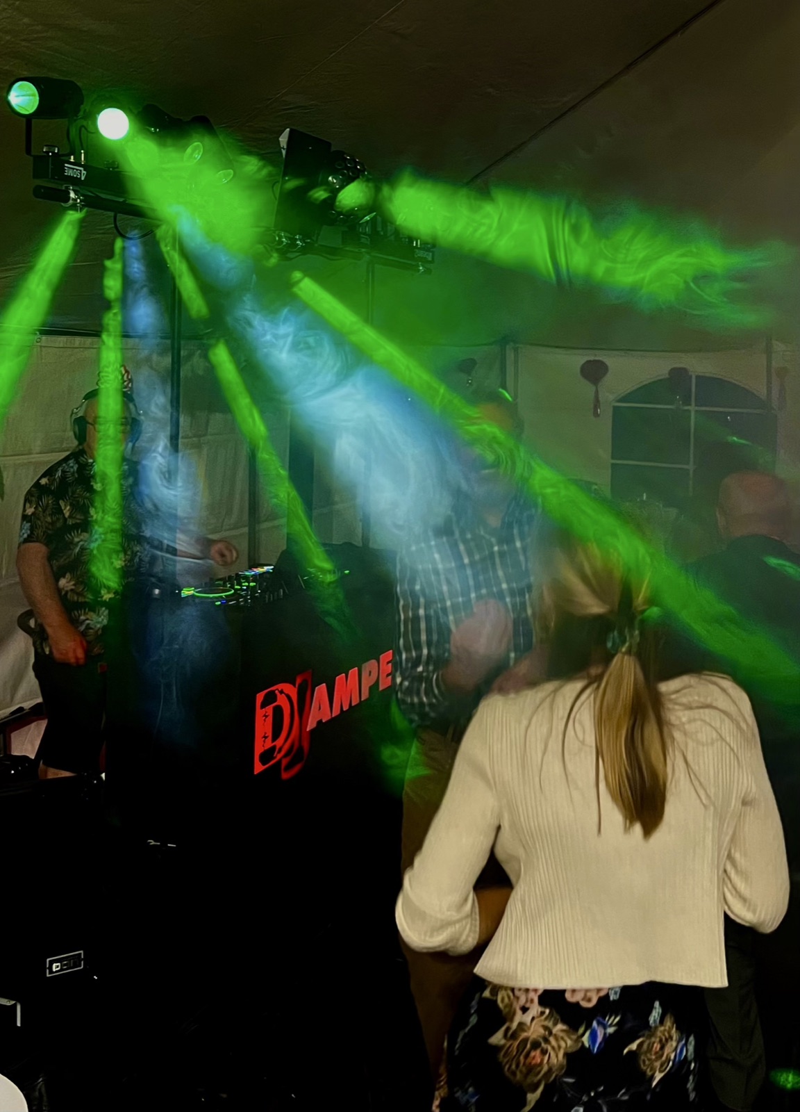 Green and blue AMPT Australia party lighting effects