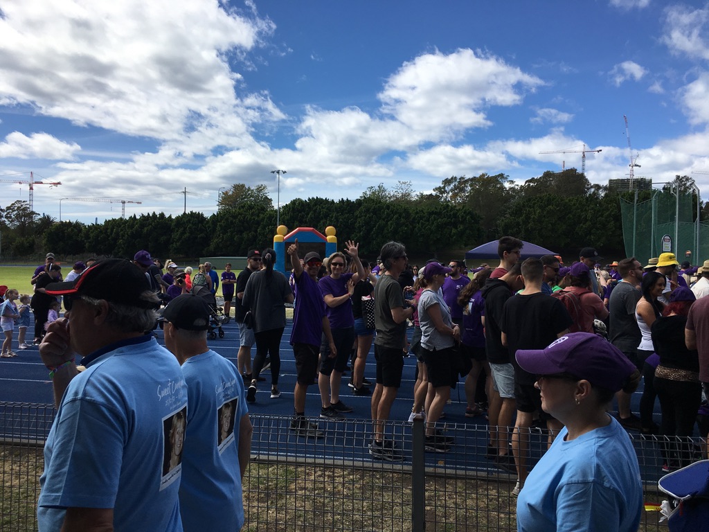 Walk4BrainCancer participants gathering on the running track