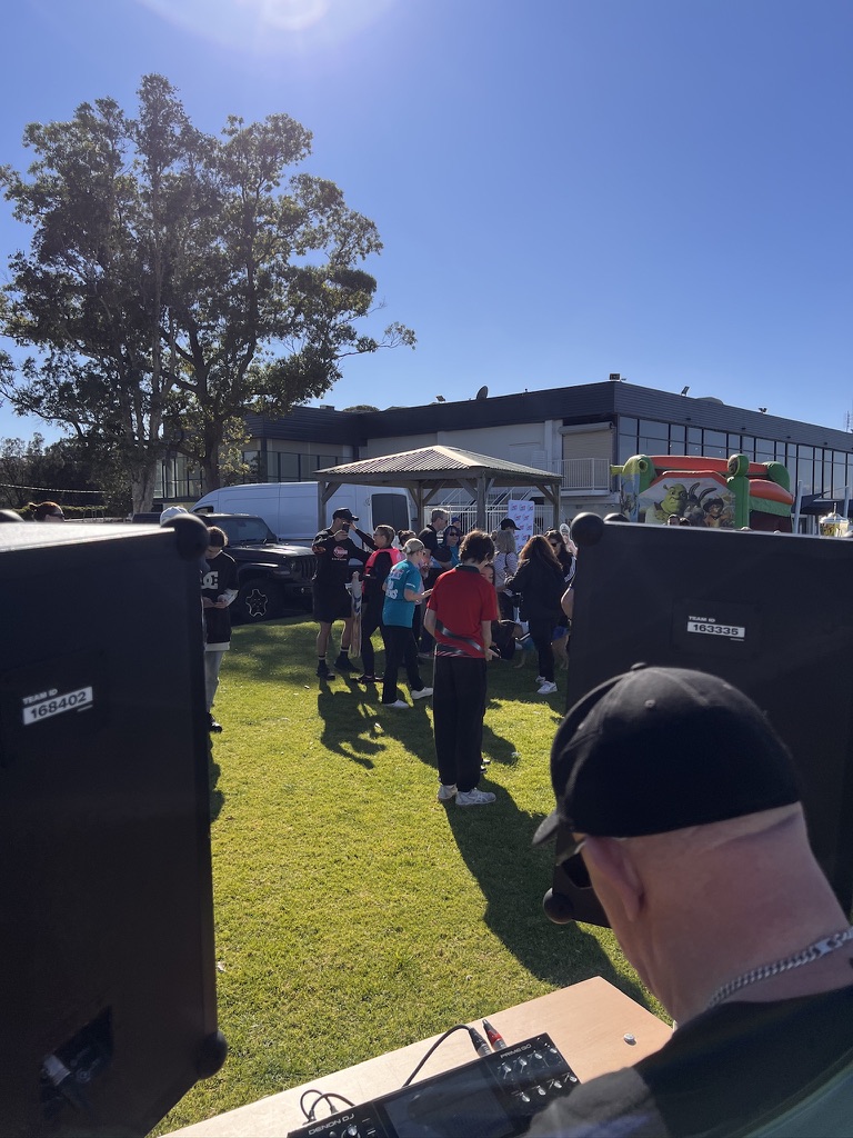View from behind AMPT Australia and the battery-powered DJ decks